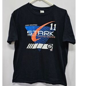 Marvel Stark Motor Racing T-Shirt Mens Large Black Stark Industries Iron Man L
